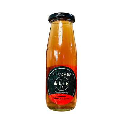 Bottle of Kitujaba passion honey on a white background